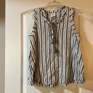 Medium Women’s Raw Edge Striped Blouse